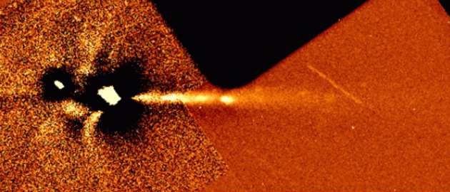 an enhanced image of the region near Hyakutake's nucleus